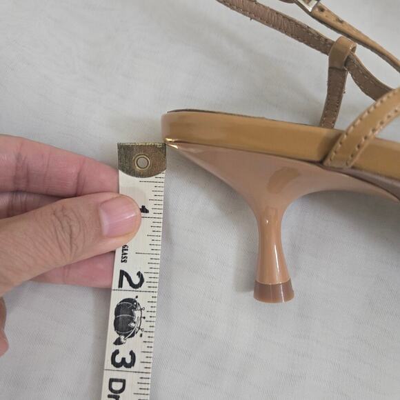 Anthropologie Bibi Lou Patent Leather Pumps Camel Size 38 US 7.5 Beige NEW - Picture 12 of 12